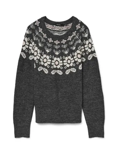 Vero Moda Regular Fit Strickpullover 'SIMONE' in Anthrazit, Größe M - Strickpullover für Damen, Modell 'SIMONE', mit Woll-Anteil für hohen Tragekomfort und entspannter Passform. Perfekt für einen lässigen Look im Alltag.
