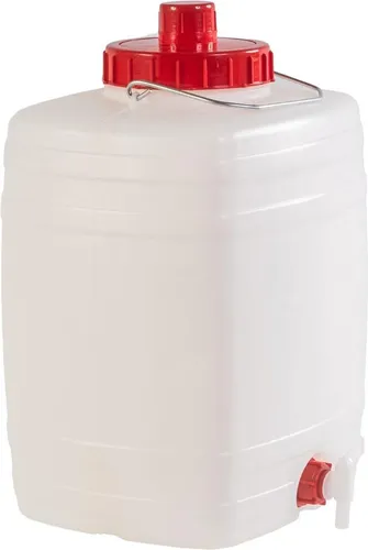 Getränkeflasche mit Zapfhahn 20 Liter - Sonstige Handwerkzeuge: Praktisches Kunststofffass mit Auslaufhahn für vielseitige Getränke, hitzebeständig bis +70 °C – ideal für Heißgetränke wie Glühwein oder Tee.