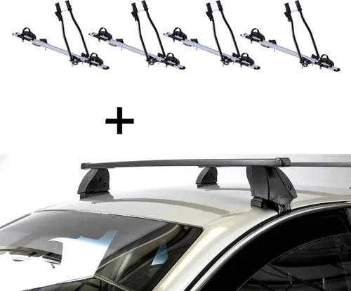 4x Fahrradträger SAGITTAR + Dachträger K1 MEDIUM für Audi A3 (8V) Sedan ab 13 - Fahrradträger-Set für Audi A3 (8V) Sedan ab 13, ideal für den sicheren Transport von bis zu 4 Fahrrädern, inklusive hochwertigem Dachträger für maximale Flexibilität und Komfort.