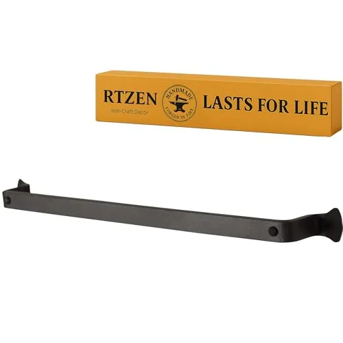 RTZEN Rustikaler moderner Handtuchhalter aus Schmiedeeisen | Schicker 43,2 cm für Küche, Bad Dekorative Wandhalterung Metall handgefertigtes Dekor Einfache Installation