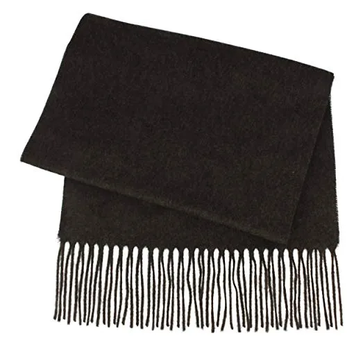 Breiter Schal aus 100% Cashmink für Damen Herren 180 x 30 cm Fransen super weich bequem Dunkelgrau