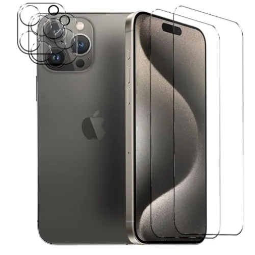 CoolGadget Display & Kamerafolie für iPhone 16 Pro 4-in-1 Panzerglas-Set, Front- & Kameraschutz, 9H Hartglas, kompatibel mit iPhone 16 Pro (6,3 Zoll)