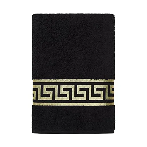 Belle Arti Premium Mäander Handtücher Duschtücher Gästetücher Flauschige Frottee Baumwolle (70 x 140 cm, schwarz)