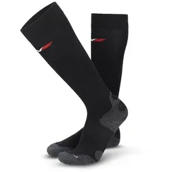 LENZ SKIING 6.0 Socken 2025 - Schwarz/Grau, Größe 39-41 - Sportsocken für Race Boots, anatomisch gestrickt mit Merinowolle und Seide für optimalen Komfort und schnelle Rücktrocknung.
