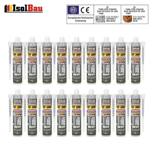 Verbundmörtel SF 300 Injektionsmörtel 18 x 300 ml Montagemörtel 36x Mischer