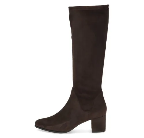 Elegante Peter Kaiser Damen Stiefel in Braun - Stilvolle Damen Langschaftstiefel aus hochwertigem Rauhleder mit dehnbarem Stretchschaft, ideal für Komfort und Eleganz bei jedem Anlass.