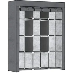 HOMCOM Stoffschrank mit Kleiderstangen – 8 Ebenen, faltbare Garderobe in Dunkelgrau - Der HOMCOM Stoffschrank bietet mit 2 Kleiderstangen und 8 Regalen optimalen Stauraum für Kleidung und Accessoires. Ideal für Schlafzimmer oder Flur, schützt der Vliesstoff Ihre Sachen vor Staub.