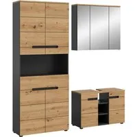 xonox 3-tlg. Badezimmermöbel Badmöbelkombination Bad Canu - Moderne Badmöbelkombination mit 3 Teilen, erweiterbar und im eleganten Holz-Effekt, ideal für ein stilvolles Badezimmer.