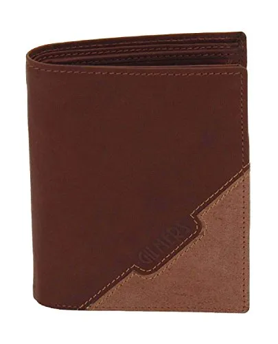 Gilmers Herren Geldbeutel - Hochformat Leder, 12,5 x 9,5 x 2 cm, cognacfarben mit hellbraunem Kontrast, RFID-Scan Schutz für sichere Zahlungen