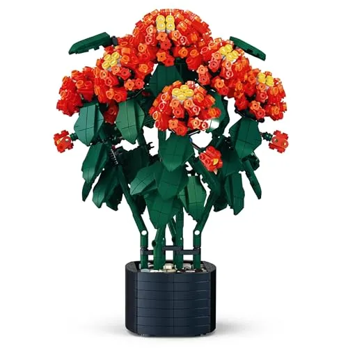 Bausteine Gewöhnliche Lantana, KOMPATIBEL MIT Lego, Blumen im Topf, DIY-Set, 1814 Teile 6+ (B)