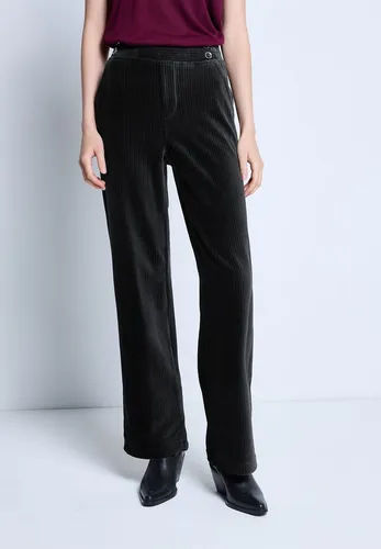 Street One Studio Straight Leg Cordhose Black 36 - Damen-Hosen mit High Waist und elastischem Bund, ideal für einen bequemen Sitz und vielseitige Kombinationen.