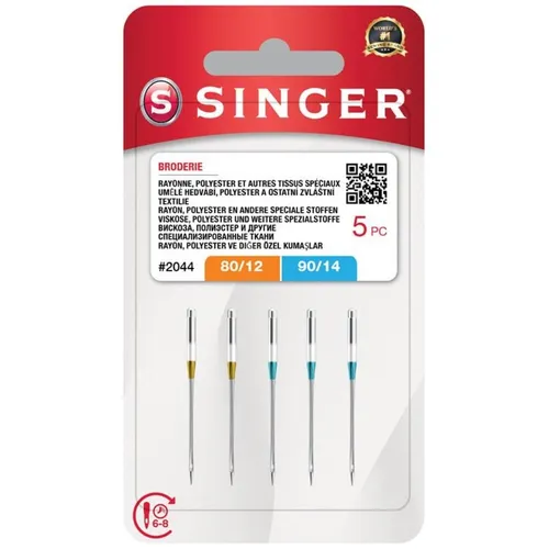 Singer Nähmaschinennadeln Sticken 2044 Stärke 80 und 90 a 5 Stück