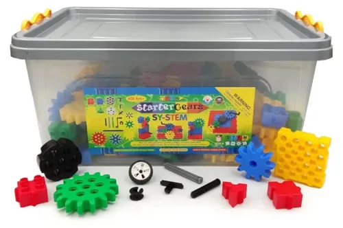 Morphun Starter Gears 400 Teile – Konstruktionsset mit Zahnrädern und Getrieben (Quadrate, Dreiecke, Räder, Trybiki) – STEM-Lernspielzeug, ab 3 Jahren, CE & EN-71
