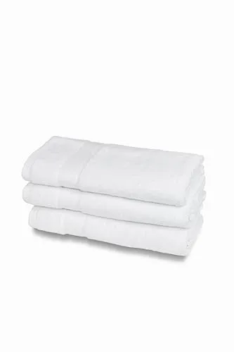 HH HERMET HOTELLERIE Handtuch-Set aus Frottee, 100% Baumwolle, 3 Gästehandtücher, 3 Stück, Größe 40 x 60 cm, 550 g/m², ideal für B&B und Hotels, beständig gegen häufige Waschgänge, weiß, Linie Luxury