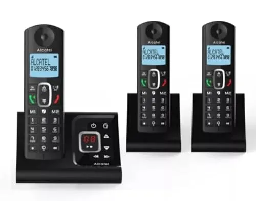 Alcatel Schnurloses Festnetztelefon mit Trio-Anrufbeantworter, F685, Schwarz