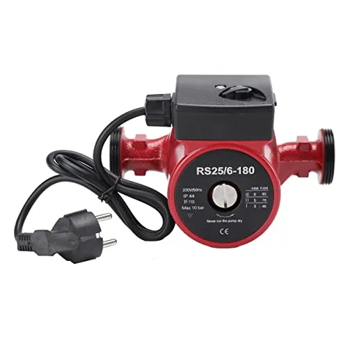 220V Umwälzpumpe RS25/6-180 Heizungspumpe Umwelzpumpepumpe Zirkulationspumpe Effizienzpumpe Heizpumpe mit 3 Geschwindigkeitsschalter für Wasserkraft Fußboden Zwangsluft Heizung