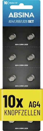 Absina Knopfzelle AG4 1.5V 10 St. Alkali-Mangan