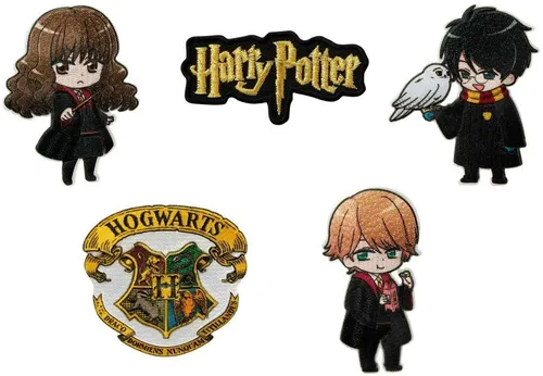 Mono-Quick Aufnäher Bügelbild, Aufbügler, Applikationen, Patches, Flicken, zum aufbügeln, Polyester, Harry Potter Set 5 Stück