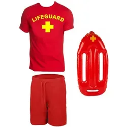 coole-fun-t-shirts Kostüm Rettungsschwimmer Schwimmboje Kostüm Rettungsschwimmer 3-teiliges Set, 3 Teile rot M