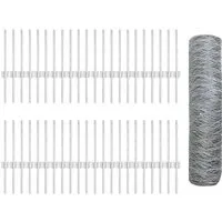 vidaXL Zaun mit Pfosten Silber 0,4 x 100 m - Stabiler Stahlzaun - Gartenzäune aus hochwertigem, pulverbeschichtetem Stahl bieten Sicherheit und Stil für jeden Außenbereich. Wetterbeständig und anpassbar für individuelle Gestaltung.