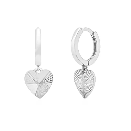 Brandlinger ® Ohrringe Silber 925 mit Herz-Anhänger - Ohrringe für Damen, handgefertigte Creolen aus Silber 925, vergoldet mit 18 Karat, nickelfrei und langlebig - das perfekte Geschenk für besondere Anlässe.