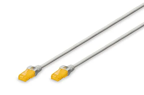 DIGITUS LAN Kabel Cat 6A - 1m - Slim - RJ45 Netzwerkkabel - UTP Ungeschirmt - Kompatibel zu Cat-6 - Grau