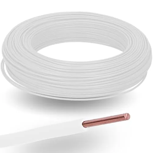Meter Kalitec H07V-U 1x1,5 mm² weiß I flammwidrige PVC Einzelader 1,5mm2 Litze starr aus Kupfer I 450/750 V I Verdrahtungsleitung eindrähtig für interne Verdrahtung von Maschinen und Leuchten 10