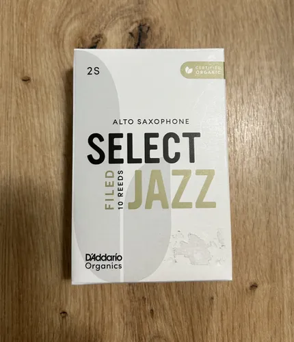 DAddario Woodwinds Organic Sel. Jazz Filed ALT 2S - Blätter für Holzblasinstrumente; Bio-zertifizierte Altsaxophonblätter mit hervorragender Projektion und klarem Klang; für umweltbewusste Musiker; 10er-Packung mit optimaler Kontrolle und Artikulationsflexibilität.