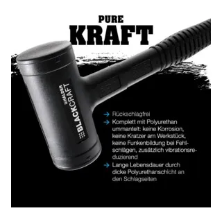 Halder Schonhammer BLACKCRAFT - Rückschlagfrei und Ergonomisch - Hämmer für Montage- und Reparaturarbeiten, mit Polyurethan ummantelt und ergonomischem Stahlrohrstiel für optimalen Grip und Sicherheit.