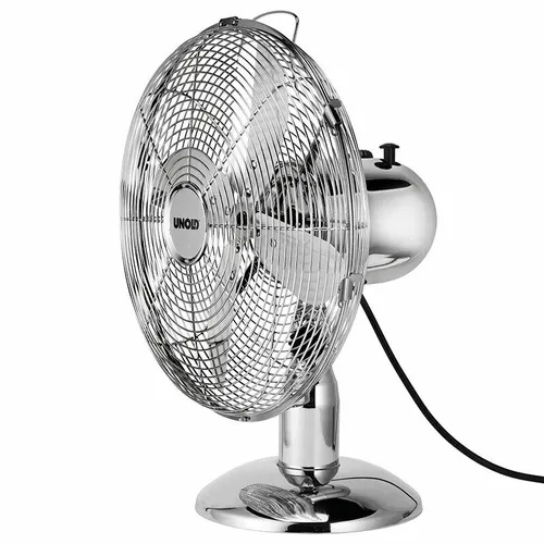 UNOLD 86830 Tischventilator 30cm - Oszillierend in Chrome - Kategorie: Ventilatoren, elegantes Design mit Oszillationsfunktion für gleichmäßige Luftverteilung und angenehme Kühlung im gesamten Raum.
