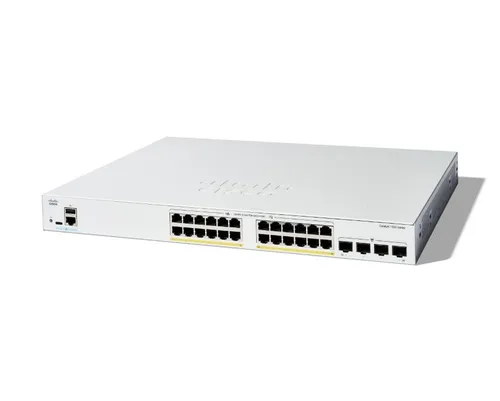CISCO CATALYST 1300 24-PORT GE FULL POE 4X1G SFP - 24-Port Gigabit Switch mit vollem PoE, ideal für leistungsstarke Netzwerkinfrastrukturen und flexible Geräteanbindung.