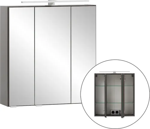 Bad Badezimmer Spiegelschrank mit LED Beleuchtung 60 cm grau