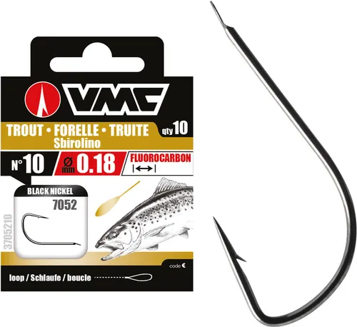 VMC Sbirolino Forellenhaken 7052 Vorfachhaken Schwarz 200cm #10