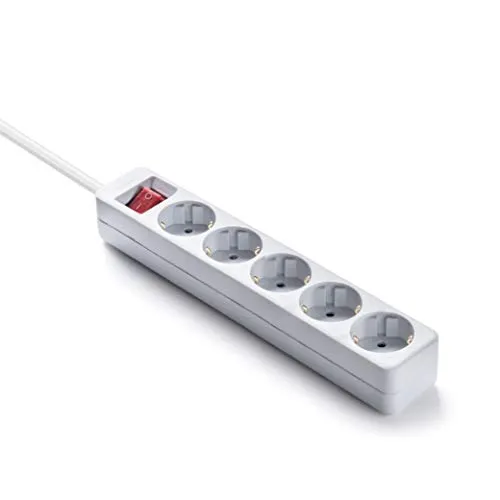 FAMATEL – Leiste Ecosockets 5 Steckdosen I Mit Ein-Ausschalter I 3 Meter I Bis 3680W I Kindersicherung I Ausrichtung der Steckdosen auf 45º I Verhindert versteckten Verbrauch I Weiß