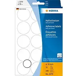HERMA Multifunktionsetiketten 2270 Weiß Rund Ø 32 480 Etiketten pro Packung