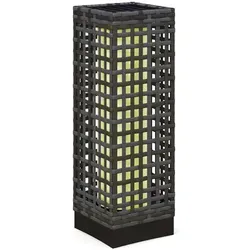 Outsunny Solarleuchte - 15,5 x 15,5 x 46 cm - grau - Lampen für den Außenbereich, mit natürlichem Rattangeflecht und warmweißem Licht, ideal für Garten und Terrasse. Solarbetrieben mit bis zu 8 Stunden Leuchtzeit.