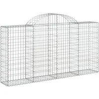 vidaXL Gabione mit Hochbogen 200x30x100/120 cm - Gabione aus verzinktem Eisen, ideal als dekorative und schalldämmende Gartenbarriere, robust und langlebig, einfach mit Steinen zu befüllen.