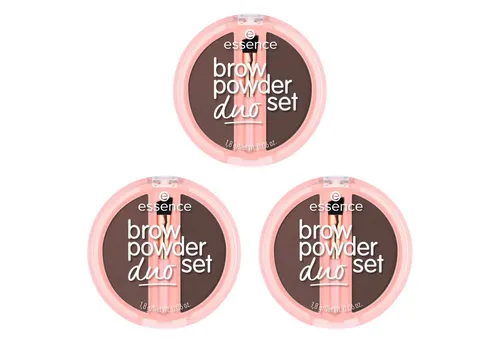 Essence Augenbrauen-Puder brow powder duo set, 3-tlg., Natürliche Definition der Augenbrauen, präzise Anwendung, verblendbar.