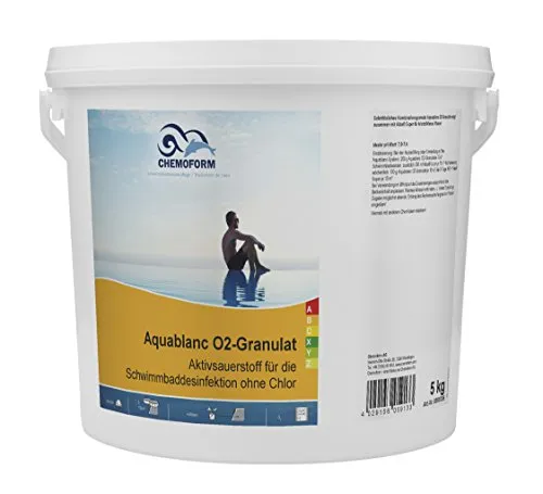 Chemoform Aquablanc O2-Granulat 5 kg - Chlorersatz für sauberes Wasser - Chlorersatz für Pools, sorgt für eine effektive und umweltfreundliche Wasserdesinfektion mit Sauerstoff.