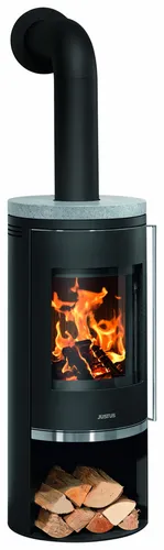 Justus Faro 2.0 Kaminofen: Raumluftunabhängig und effizient - Kaminofen in Stahl schwarz mit Speckstein, 6 kW Heizleistung, ideal für energieeffizientes Heizen und gemütliche Wärme in Ihrem Zuhause.