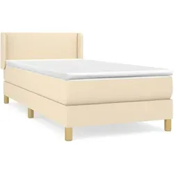 vidaXL Boxspringbett mit Matratze Creme 90x200 cm - Komfortables Boxspringbett für erholsame Nächte, mit atmungsaktivem Stoff und höhenverstellbarem Kopfteil. Ideal für Rücken- und Bauchschläfer.