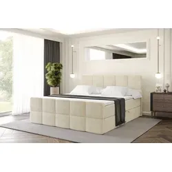 ALTDECOR Boxspringbett LIRO-Z 120x200 cm - Beige Monolith - Boxspringbett mit H3 Matratze und abnehmbarem Topper, ausgestattet mit 2 Bettkästen für optimalen Stauraum und erholsame Nächte dank hochwertiger Bonellfederung.