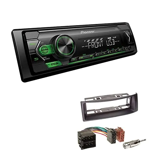 Pioneer MVH-S120UBG 1-DIN Autoradio mit grüner Beleuchtung und USB kompatibel mit Android-Smartphones inkl. Einbauset passend für Renault Megane I Megane Scenic bis 2003 schwarz