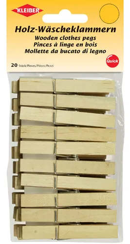 KLEIBER Wäscheklammern aus Holz Länge: 90 mm aus Birkenholz 20 Stück