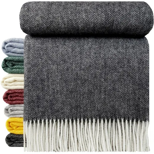 Wolldecke 100% Schurwolle in schwarz von STTS International