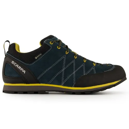 Scarpa Crux GTX petrol/mustard (728) 46,5 - Wanderschuhe für Herren, ideal für Zustiege und Klettersteige mit innovativer Gore-Tex Membran für Wasserdichtigkeit und Atmungsaktivität, sowie Flex Lite Einlegesohle für optimalen Halt.