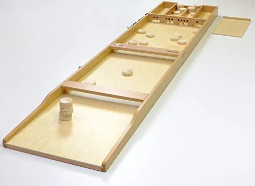 Gebrüder Vinkelau GmbH Shuffelboard faltbar/Sjoelbak opvouwbaar/Dutch Shuffleboard Foldable/Mit Offiziellen Wettkampfmaßen und mit 30 hohlgeschliffenen Spielsteinen/Made in Germany