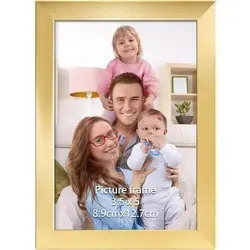Bilderrahmen 9x13 Fotorahmen Gold für Wand und Tisch - Präsentieren Sie Ihre schönsten Erinnerungen stilvoll mit unserem Bilderrahmen 9x13 cm in elegantem Gold. Ideal für Hochzeiten und Feiern, leicht und vielseitig für Wand- oder Tischaufstellung.