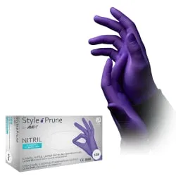 AMPri Handelsgesellschaft mbH Style Prune Nitrilhandschuhe, puderfrei, lila, Unsterile Einmalhandschuhe mit Fingerspitzentexturierung, 1 Karton = 10 Packungen à 100 Stück, Größe M 01179-M