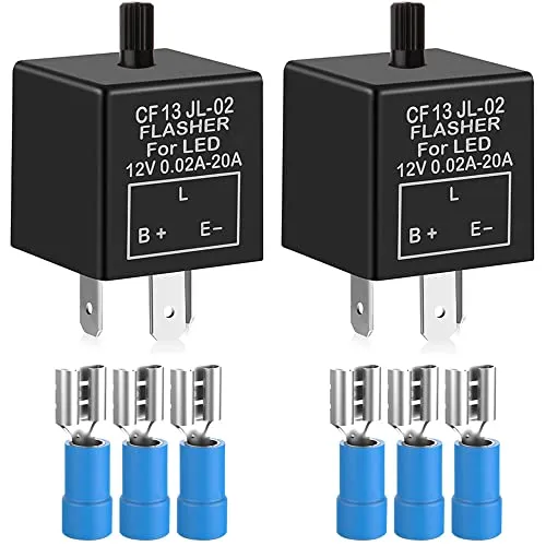 Gebildet 2Stücke 3 Polig Blinkrelais CF-13KT, Blinker Relais für LED Blinker Elektronische, Einstellbare Blinkerrelais 12V 0.1W-150W für Fahrzeug Auto Motorräder, mit 6 Terminals